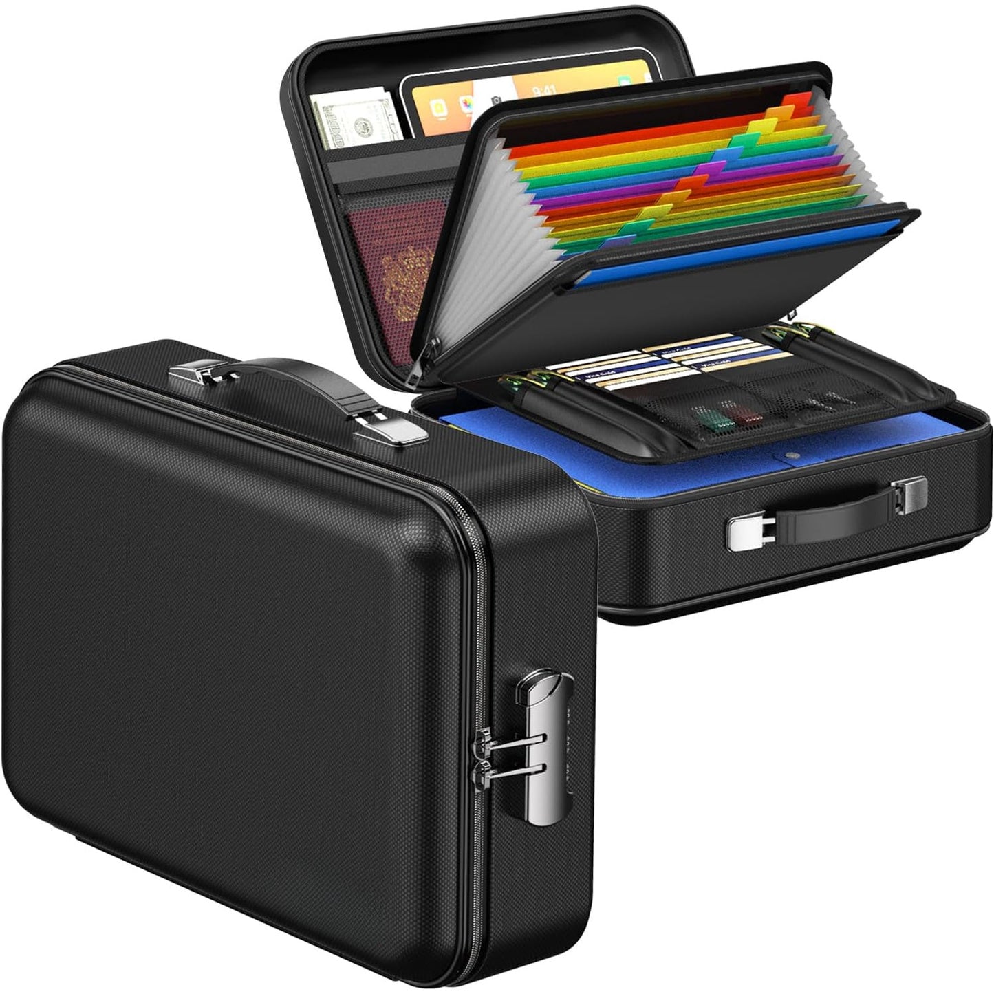 Medium Fireproof File Box w/ Hard-Shell Lock Design & Water Resistant