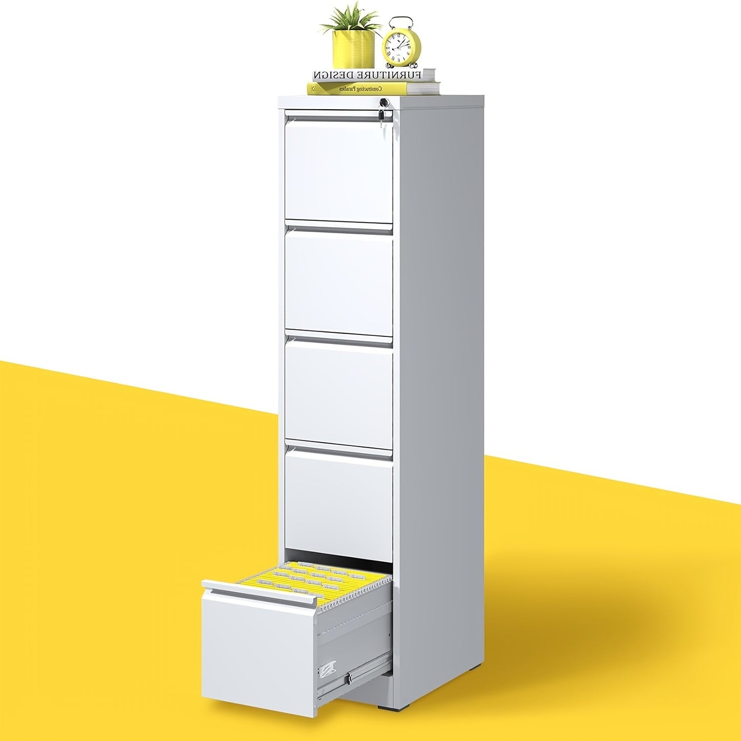 Five Drawer Metal File Cabinet w/ Lock