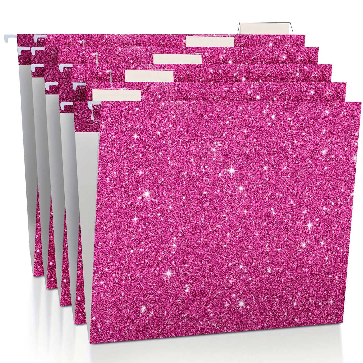 25pk Glittery Hanging File Folders w/ 1/5 Cut Adjustable Tab And 25 Plastic Tabs - 12 X 9.25in. -- 2 Colors