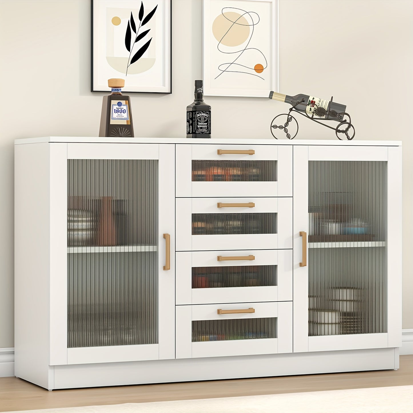 Armoire en verre blanc de 48 po avec rangement