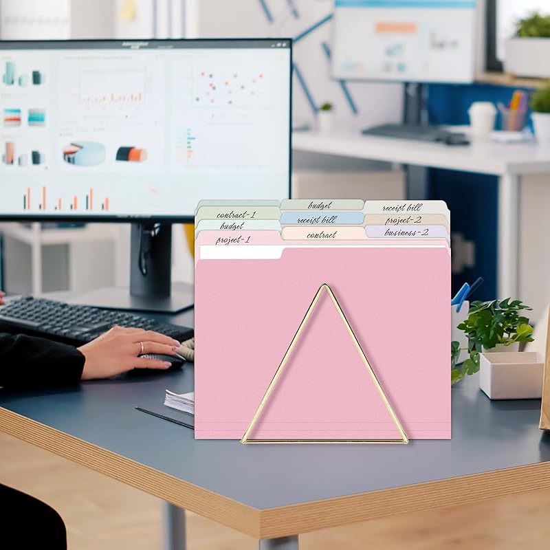 100pk Pink Letter-Size File Folders w/ 1/3 Cut Tabs - 8.5 x 11in