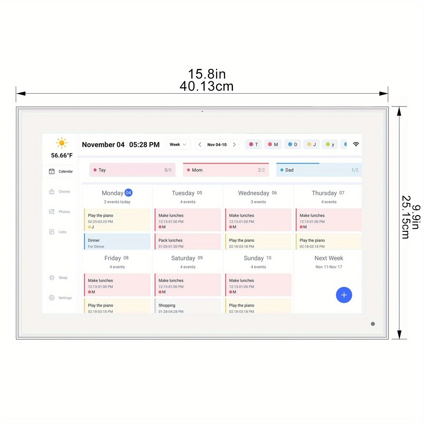 Calendario digital inteligente de 15,6 pulgadas y tabla de tareas