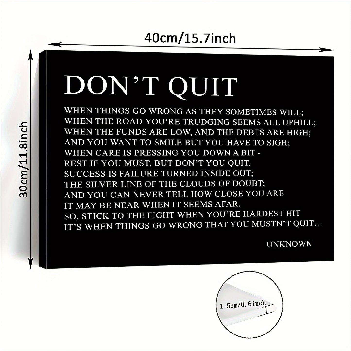 Impresión en lienzo con marco de madera - "No te rindas"