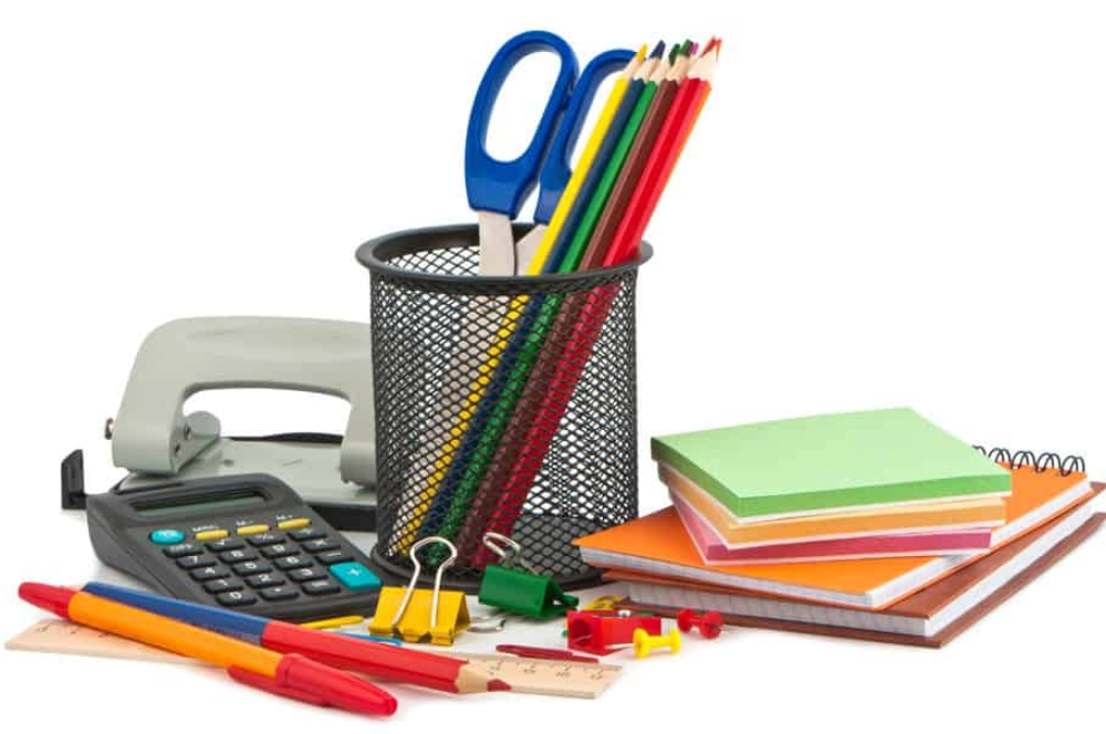 Pen Holder with pens and pencils and sticky notes