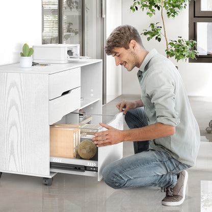 White Mobile Table Storage Cabinet w/ 3/5/7-Layer Drawers and Rolling Wheels