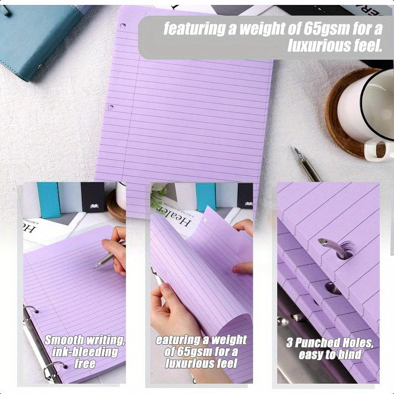 100pk Purple Wide-Ruled Lined Loose Leaf Paper