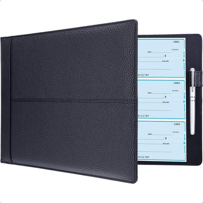 7 Ring PU Leather Business Checkbook Binder - 600 Sheets Capacity