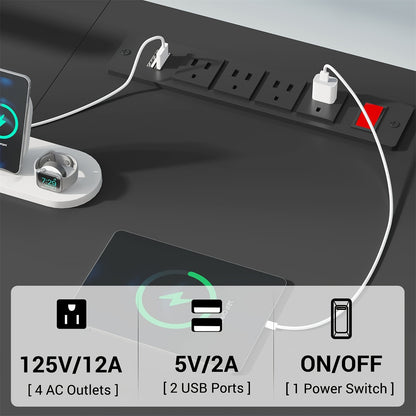 Escritorio de computadora en forma de L de 56" con luces, tomas de corriente y estantes de almacenamiento