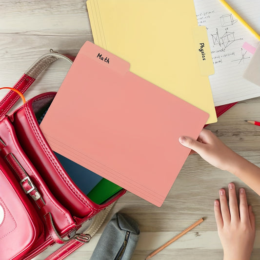 36pk Colored Poly File Folders -  6 Pastel Colors & 1/3 Cut Tab Letter Size