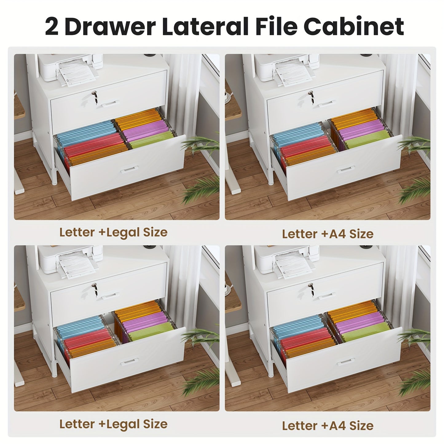 Classeur à 2 tiroirs avec serrure et station de charge