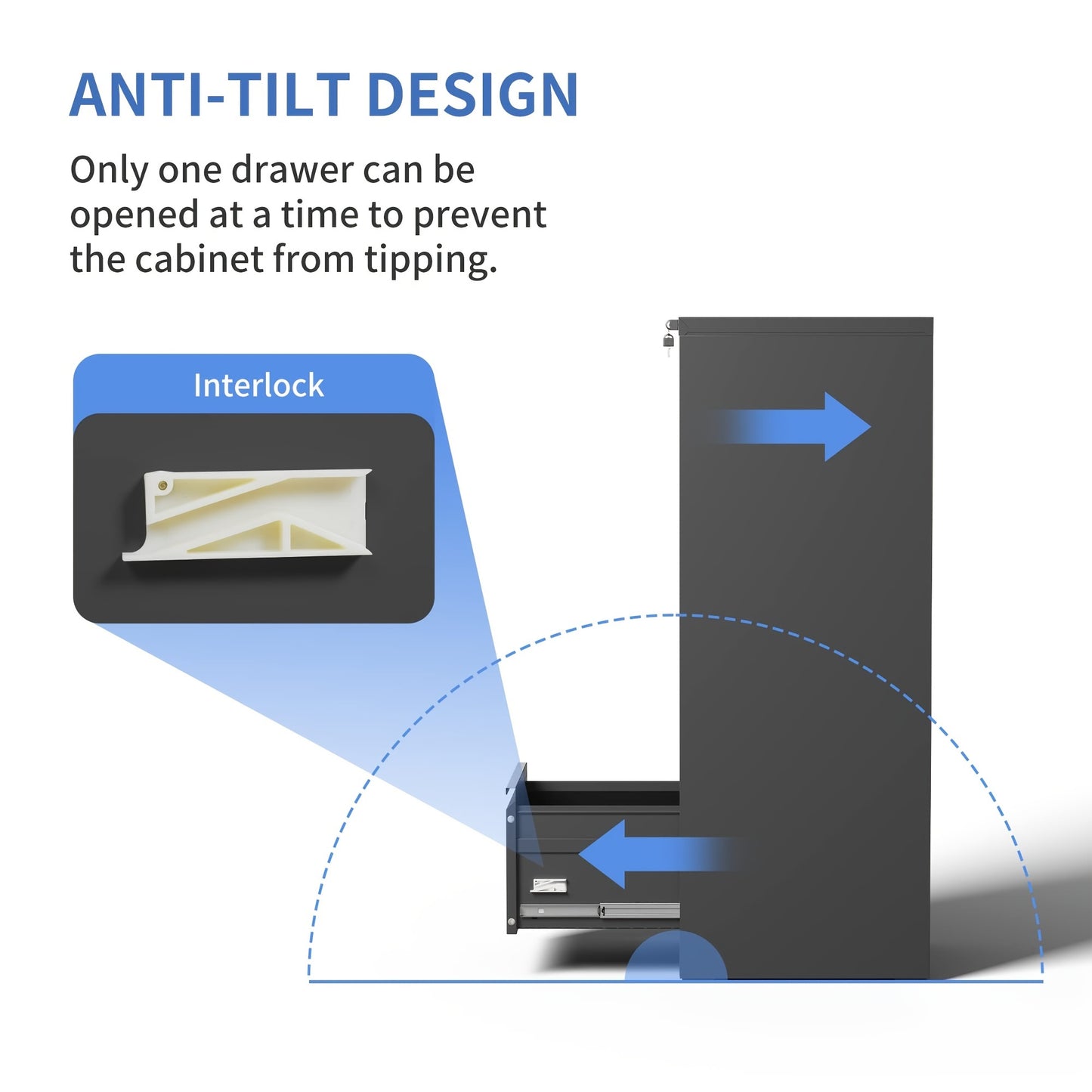 Four Drawer Heavy Duty Metal File Cabinet for Letter, Legal, and A4 Sized Files
