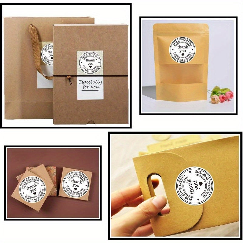 500 autocollants (1 rouleau) « Merci de soutenir notre petite entreprise » avec des cœurs