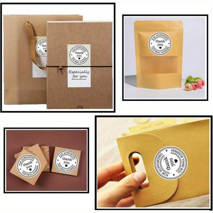 500 autocollants (1 rouleau) « Merci de soutenir notre petite entreprise » avec des cœurs