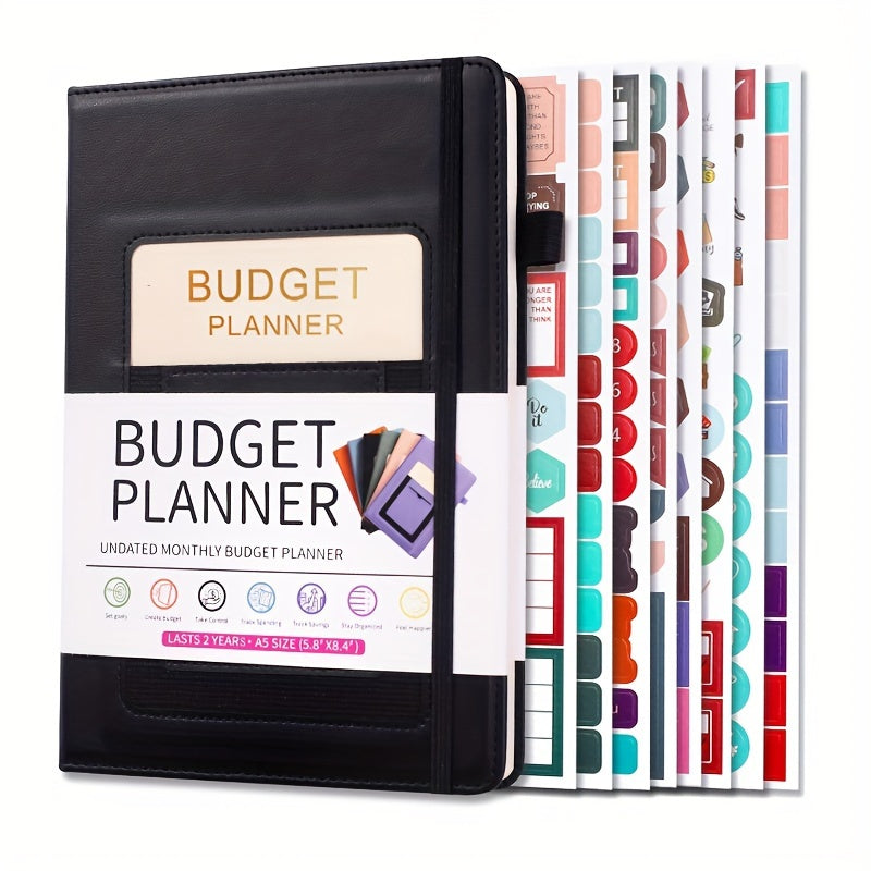 PU Leather Budget Planner Notebook w/ Expense Tracker - Two Years Duration To Track Debts, Bills, & Budgets