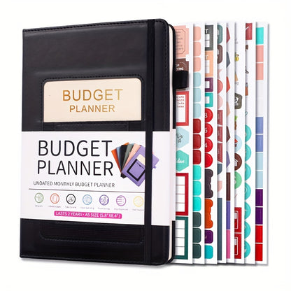 PU Leather Budget Planner Notebook w/ Expense Tracker - Two Years Duration To Track Debts, Bills, & Budgets