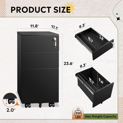 3 Drawer File Cabinet w/ Lock