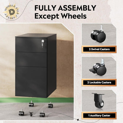 3 Drawer File Cabinet w/ Lock