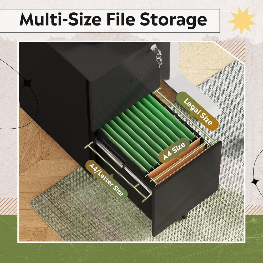 3 Drawer File Cabinet w/ Lock