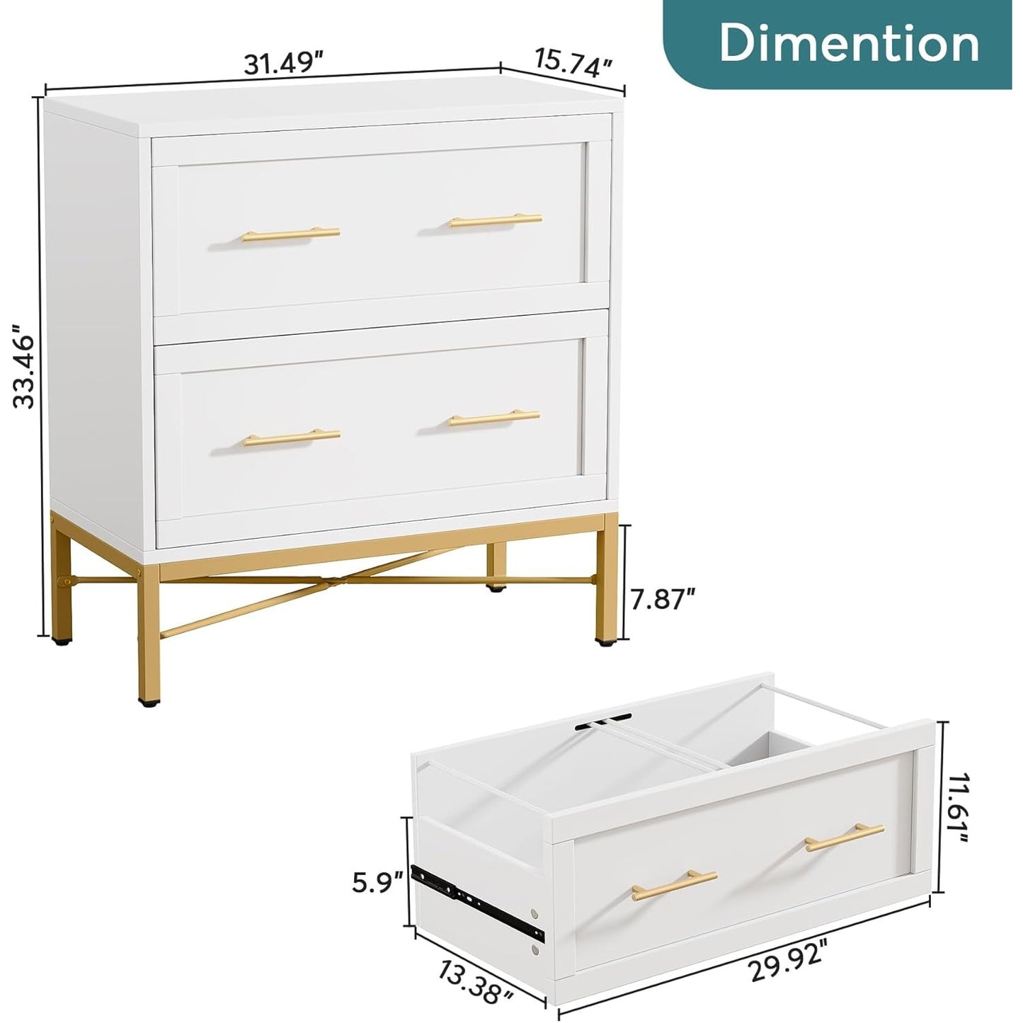 Classeur latéral à 2 tiroirs pour dossiers de format lettre, légal et A4