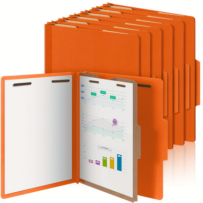 12pcs Classification Folders w/ 1 Divider, Fasteners, and 3.5in Expansion - Orange