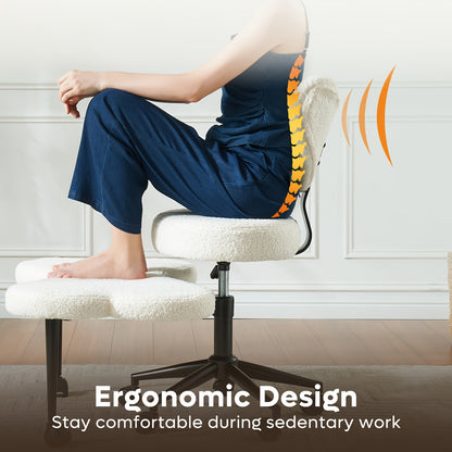 Chaise à pieds croisés réglable en hauteur avec roulettes et support dorsal ergonomique 