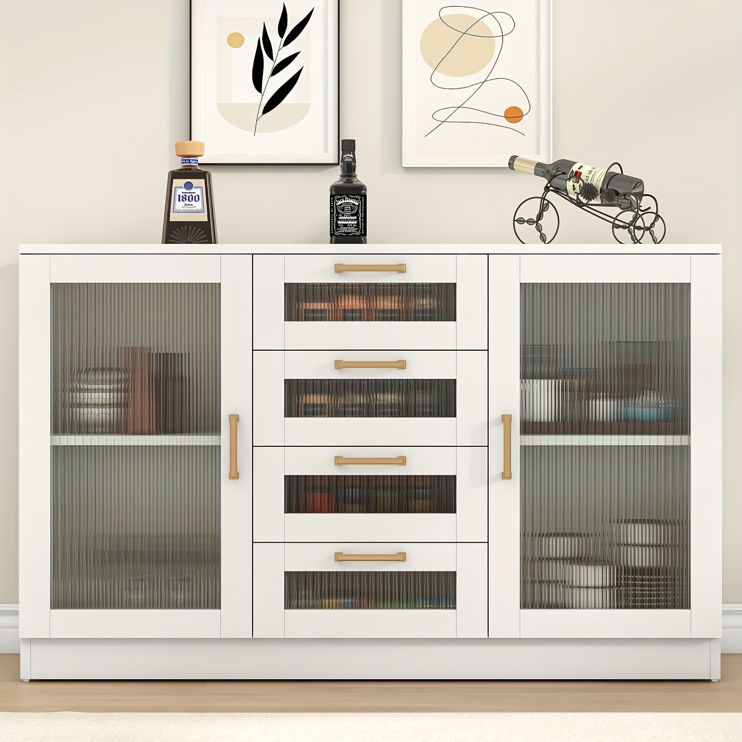 Vitrina de vidrio blanco de 48" con almacenamiento