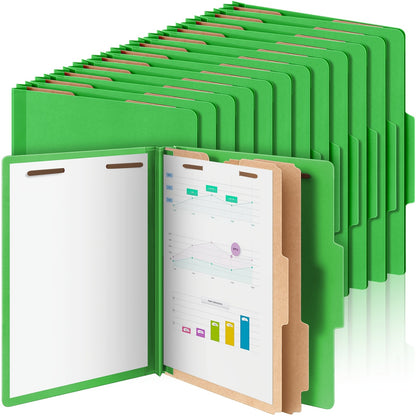 36pcs Classification Folders w/ 2 Dividers, Fasteners, and 3.5in Expansion - Green