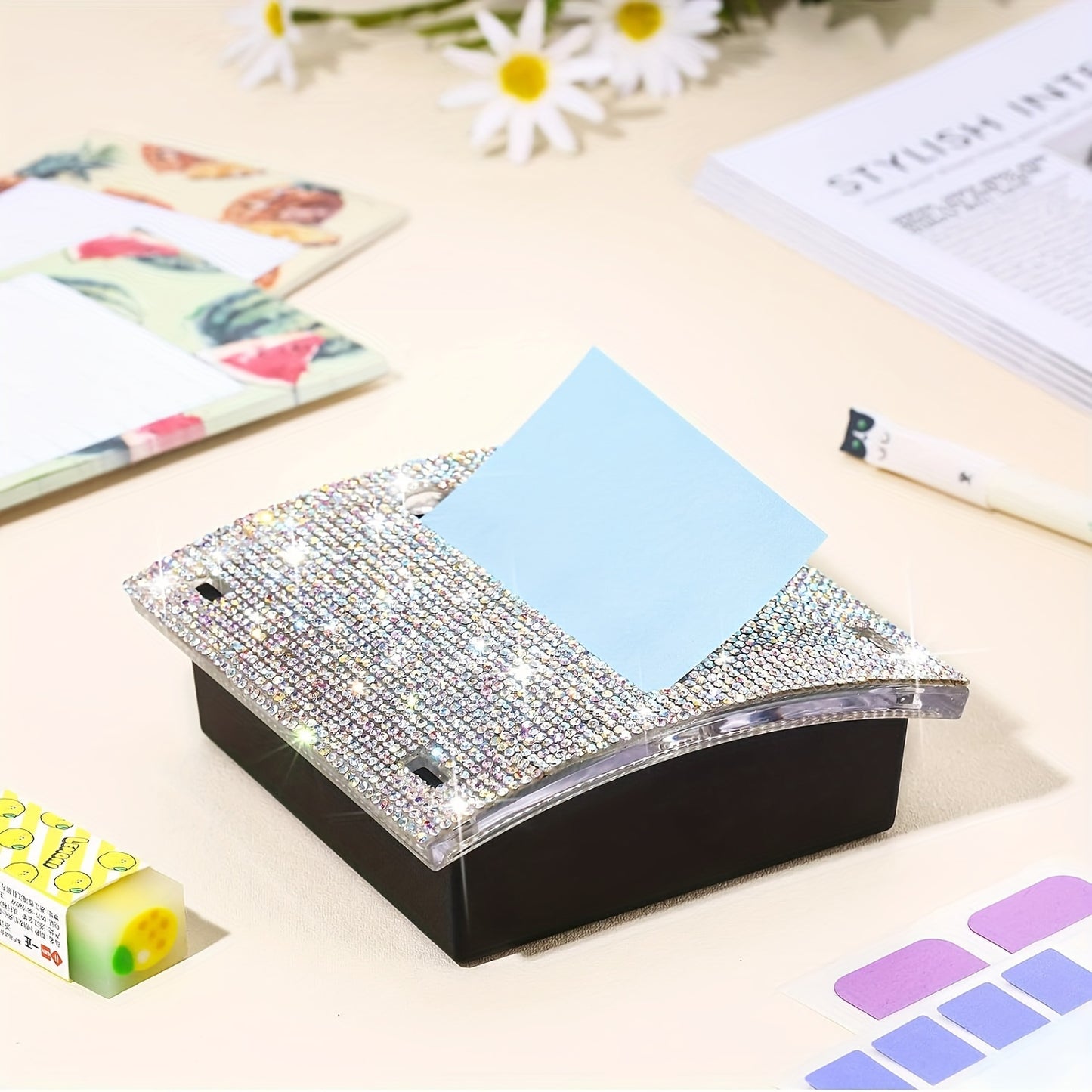 Glittery Clear Sticky Notes Dispenser  - 4 x 4in