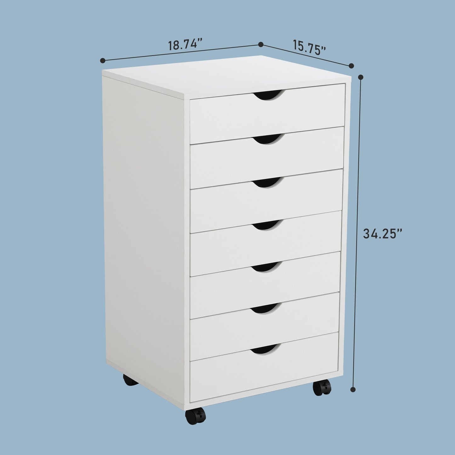 White Mobile Table Storage Cabinet w/ 3/5/7-Layer Drawers and Rolling Wheels