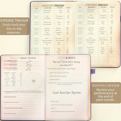 PU Leather Budget Planner Notebook w/ Expense Tracker - Two Years Duration To Track Debts, Bills, & Budgets