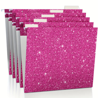 25pk Glittery Hanging File Folders w/ 1/5 Cut Adjustable Tab And 25 Plastic Tabs - 12 X 9.25in. -- 2 Colors