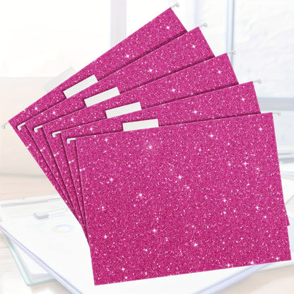 25pk Glittery Hanging File Folders w/ 1/5 Cut Adjustable Tab And 25 Plastic Tabs - 12 X 9.25in. -- 2 Colors