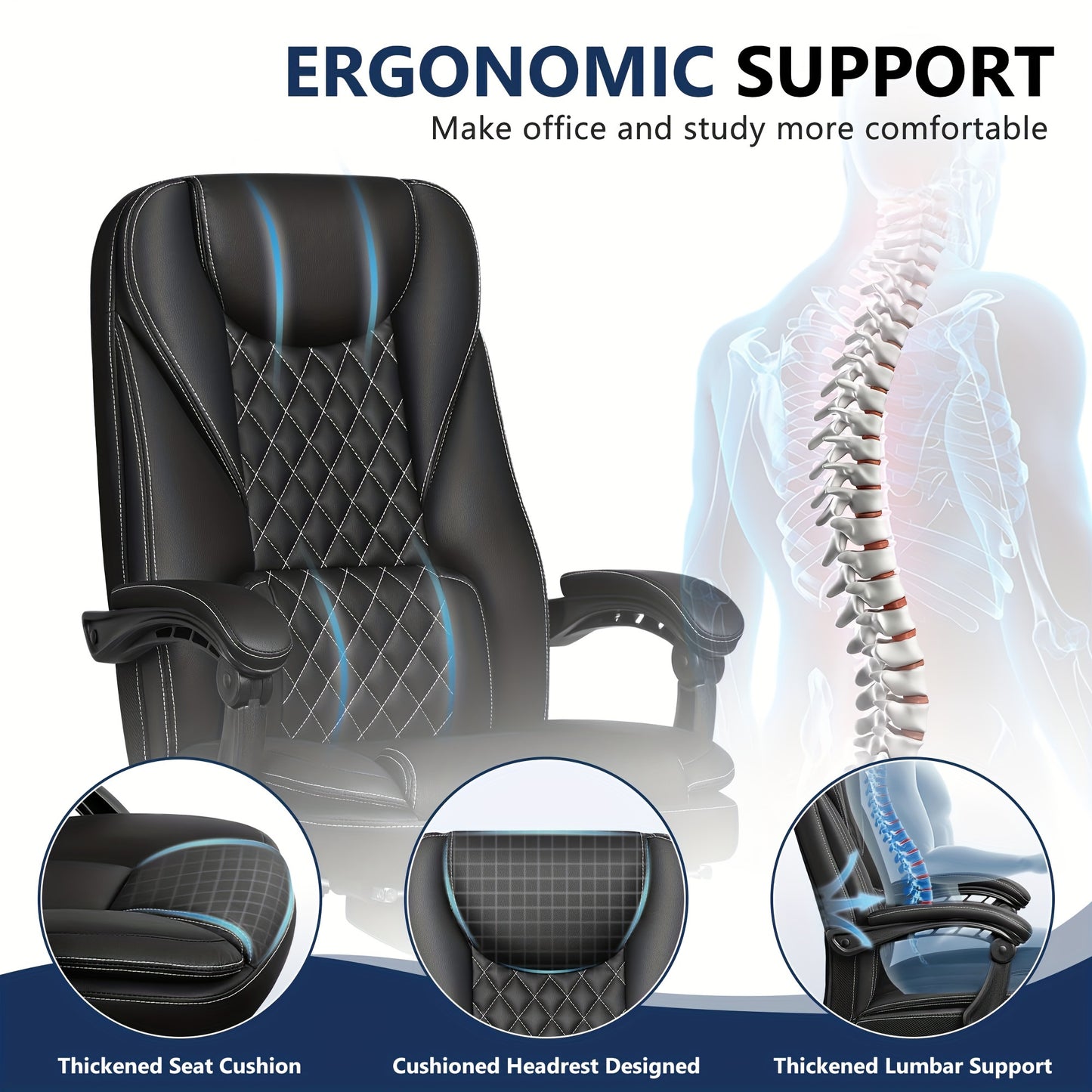 Silla ergonómica ejecutiva de oficina - 2 opciones de color