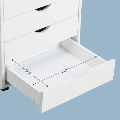 White Mobile Table Storage Cabinet w/ 3/5/7-Layer Drawers and Rolling Wheels
