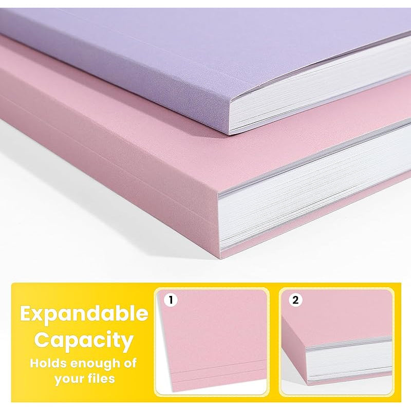 100pk Pink Letter-Size File Folders w/ 1/3 Cut Tabs -  8.5 x 11in