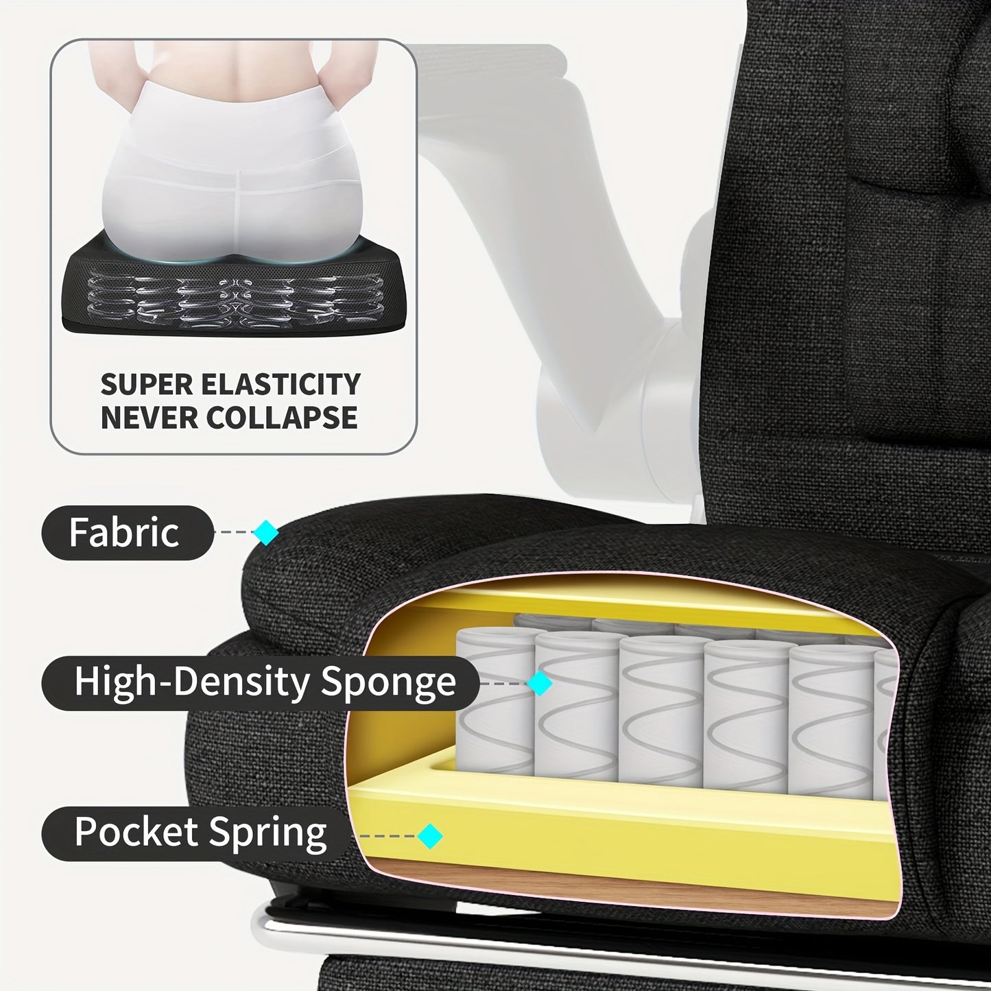 Silla ejecutiva ergonómica - 4 opciones de color 