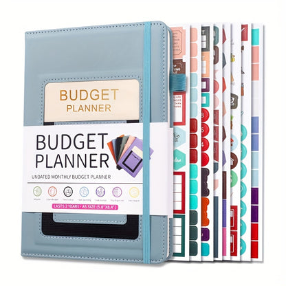 PU Leather Budget Planner Notebook w/ Expense Tracker - Two Years Duration To Track Debts, Bills, & Budgets