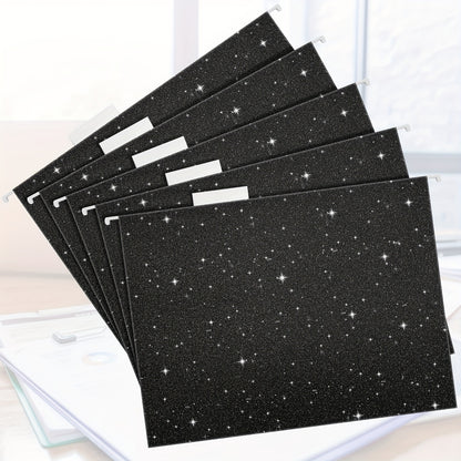 25pk Glittery Hanging File Folders w/ 1/5 Cut Adjustable Tab And 25 Plastic Tabs - 12 X 9.25in. -- 2 Colors