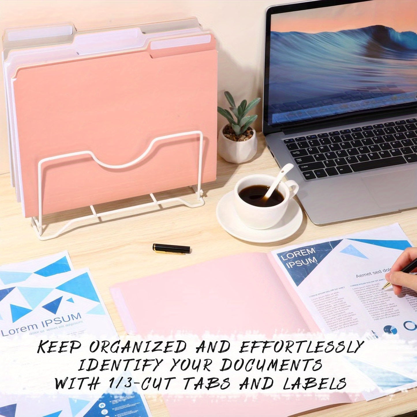 24pcs Colorful Letter-Size Folders w/ 1/3 Cut Labels - 9.49 x 11.61in