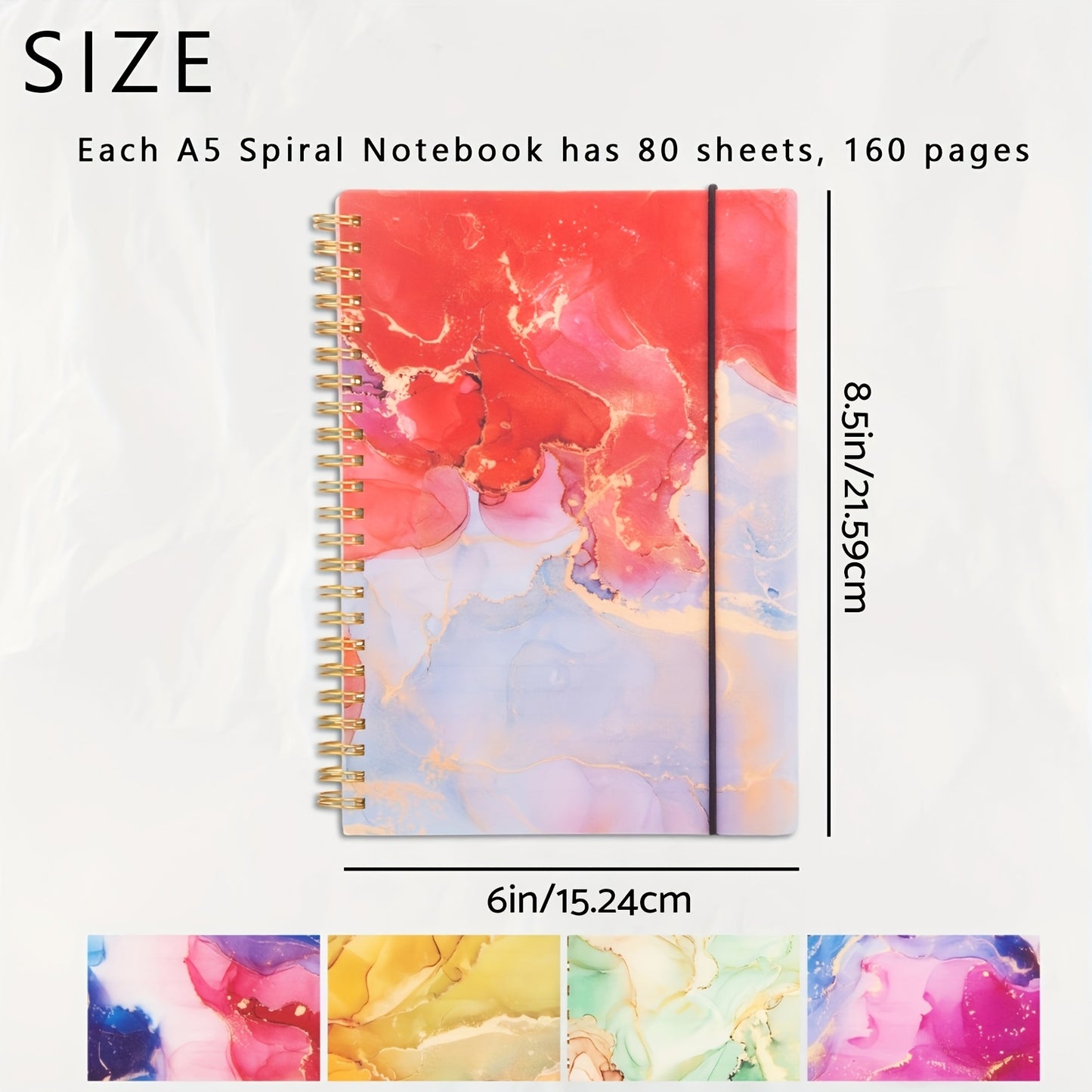 5pk Hardcover Spiral Notebook - 5 Colors Set