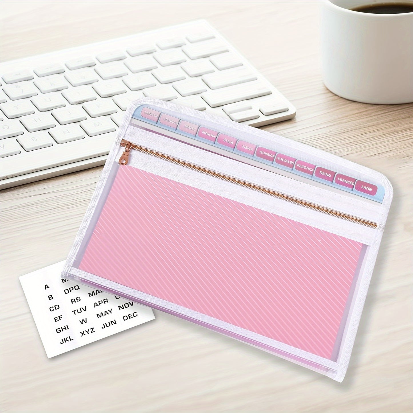 13-Pocket Expanding File Folder w/ Front Pencil Pouch, Secure Zipper, and Colorful Labels - 3 Colors