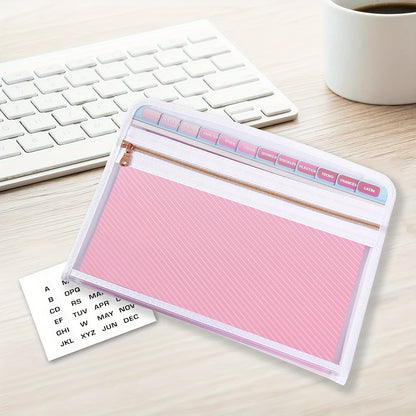 13-Pocket Expanding File Folder w/ Front Pencil Pouch, Secure Zipper, and Colorful Labels - 3 Colors