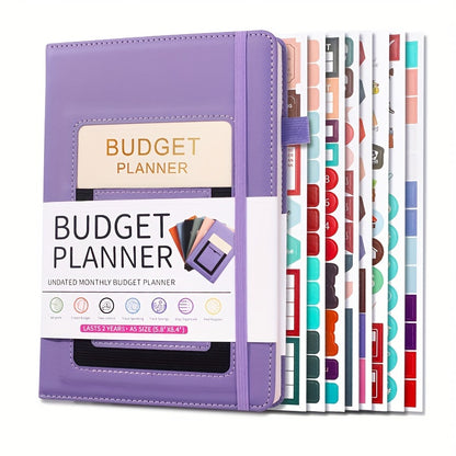 PU Leather Budget Planner Notebook w/ Expense Tracker - Two Years Duration To Track Debts, Bills, & Budgets