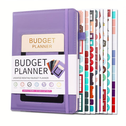 PU Leather Budget Planner Notebook w/ Expense Tracker - Two Years Duration To Track Debts, Bills, & Budgets