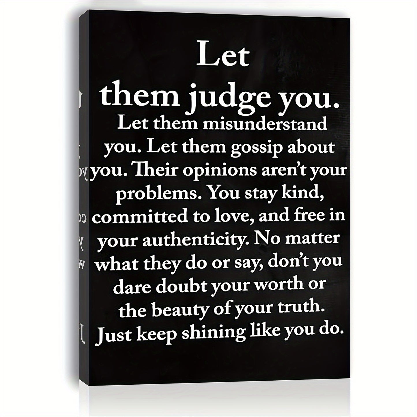 Lienzo enmarcado en madera: deja que te juzguen por tu motivación