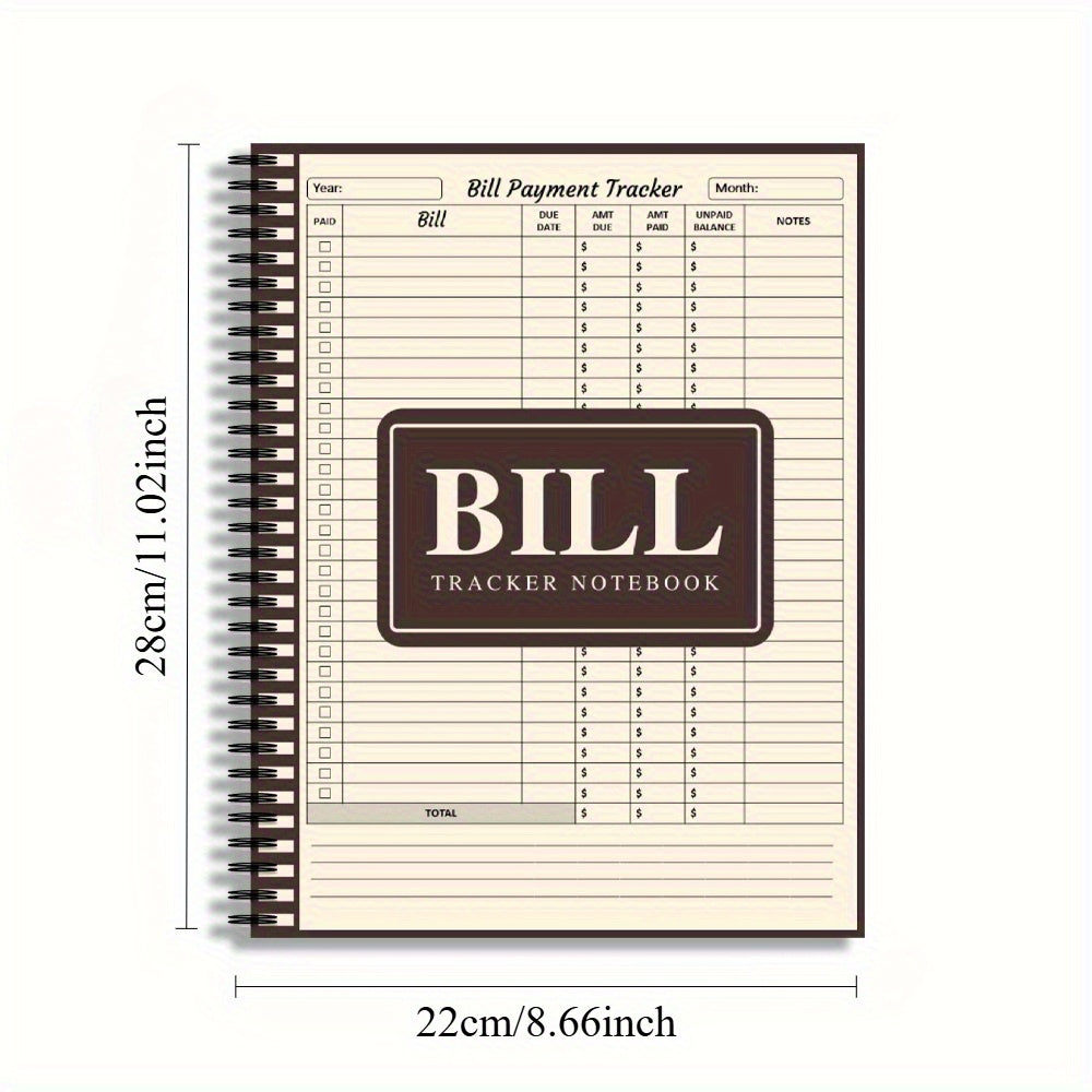 Monthly Expense Bill Notebook - Spiral-Bound Budget Planner & Payment Lists