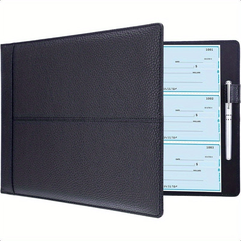 7 Ring PU Leather Business Checkbook Binder - 600 Sheets Capacity