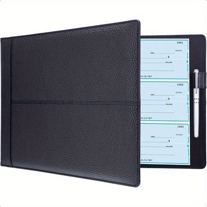 7 Ring PU Leather Business Checkbook Binder - 600 Sheets Capacity