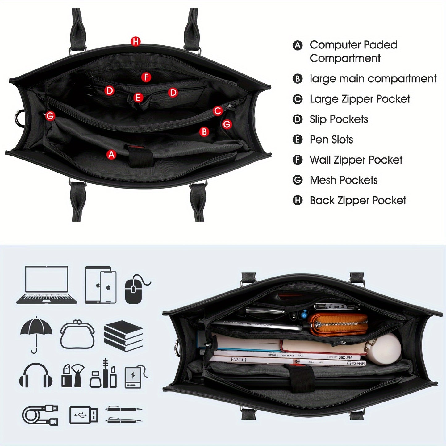 15.6" PU Leather Laptop Bag & Briefcase