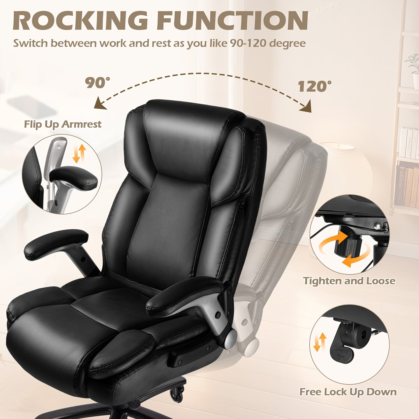 Chaise de bureau robuste, grande et haute - 4 options de couleurs